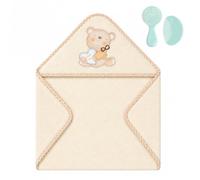 Interbaby - Ensemble de serviette de bain bébé avec peigne - Serviette à capuche 100% coton, 100 x 100 cm, unisexe - Nouveau-nés, bébés et jeunes enfants - Motif « Je t'aime »