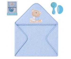 Interbaby - Ensemble de serviette de bain bébé avec peigne - Serviette à capuche 100% coton, 100 x 100 cm, unisexe - Nouveau-nés, bébés et jeunes enfants - Motif « Je t'aime »