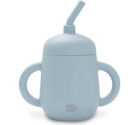 Interbaby Gobelet avec paille en silicone bleu pour apprendre à boire