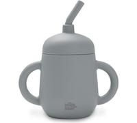 Interbaby Gobelet avec paille en silicone gris pour apprendre à boire