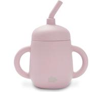 Interbaby Gobelet avec paille en silicone rose poudré pour apprendre à boire