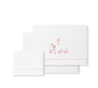 Interbaby JIRAFA Bicicleta Parure de lit 3 pièces pour lit bébé 100% Coton Blanc/Rose
