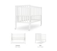 Interbaby Lit Bébé 124x63 cm en Bois Blanc avec Option Cododo | Lit Évolutif Bébé & Berceau, Hauteur Réglable, avec Roues | Convertible en Bureau Enfant et Canapé (Basic)