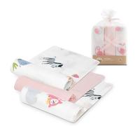 INTERBABY · Lot 3 Gazes en Bambou JUNGLA rose pour Nouveau-né et bébé · 55x70 cm ·Bambou & Coton