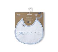 Interbaby Lot de 2 bavoirs ronds avec passes et bande brodée en bleu et gris