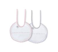 Interbaby Lot de 2 bavoirs ronds en piqué rose et gris