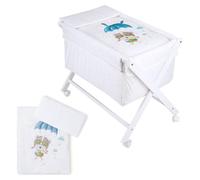 Mini Berceau en bois blanc Paracaidista bleu, avec textile