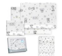 Interbaby - Mini Ensemble de draps pour Berceau, 50 x 80 cm, 100% Polyester | Drap-Housse, Drap de Dessus et taie d'oreiller Inclus | Idéal pour l'hiver | Koala Blanc/Bleu