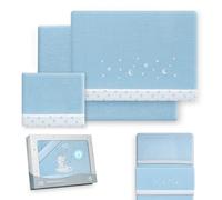 Interbaby - Mini ensemble de draps pour berceau 50 x 80 | Drap-housse en polaire corail chaud | Comprend un drap-housse, un drap de dessus et une taie d'oreiller | Idéal pour l'hiver | Étoiles et lune