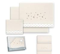 Interbaby - Mini ensemble de draps pour berceau 50 x 80 | Drap-housse en polaire corail chaud | Comprend un drap-housse, un drap de dessus et une taie d'oreiller | Idéal pour l'hiver | Étoiles et lune