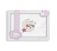 Interbaby Parure 3 Pièces Mini Berceau Amorosos Blanc/Rose | Ensemble draps 100% coton pour mini-berceau, drap-housse 50x80 + drap 110x82 + taie 50x30 cm, coffret