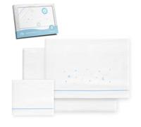 Interbaby - Parure de draps pour Berceau 100% Coton, 60 x 120 cm | Drap-Housse, Drap de Dessus et taie d'oreiller Inclus | Idéal pour l'hiver | Étoiles et Lune Blanches et Bleues