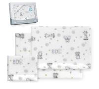 Interbaby - Parure de draps pour Berceau, 60 x 120 cm, 100% Polyester | Drap-Housse, Drap de Dessus et taie d'oreiller Inclus | Idéal pour l'hiver | Koala Blanc/Bleu
