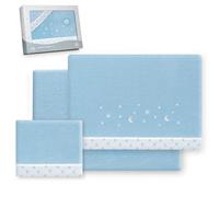 Interbaby - Parure de draps pour Berceau 60 x 120 | Drap-Housse en Polaire Corail Chaud | Comprend Un Drap-Housse, Un Drap de Dessus et Une taie d'oreiller | Idéal pour l'hiver | Étoile et Lune