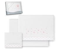 Interbaby - Parure de draps pour Berceau 60 x 120 | Drap-Housse en Polaire Corail Chaud | Comprend Un Drap-Housse, Un Drap de Dessus et Une taie d'oreiller | Idéal pour l'hiver | Étoile et Lune