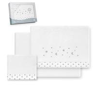 Interbaby - Parure de draps pour Berceau 60 x 120 | Drap-Housse en Polaire Corail Chaud | Comprend Un Drap-Housse, Un Drap de Dessus et Une taie d'oreiller | Idéal pour l'hiver | Étoile et Lune