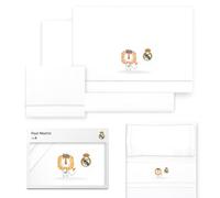 Interbaby - Parure de Draps pour Berceau Real Madrid - Ensemble de Draps 3 Pièces avec Lion et Écusson Brodé - 100% Coton Doux et Respirant - Produit Officiel pour Nouveau-Né