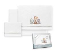 Interbaby - Parure de draps pour Poussette 40 x 80 | Drap Polaire Corail Chaud | Comprend Un Drap-Housse, Un Drap de Dessus et Une taie d'oreiller | Idéal pour l'hiver | Girafe et éléphant