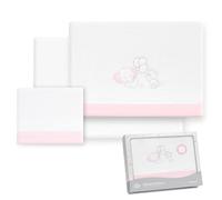 Interbaby - Parure de draps pour Poussette 40 x 80 | Drap Polaire Corail Chaud | Comprend Un Drap-Housse, Un Drap de Dessus et Une taie d'oreiller | Idéal pour l'hiver | Ballon éléphant et cœur