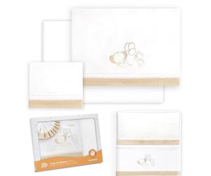 Interbaby Parure de lit bébé en Coton pour Berceau, Motif Ours, éléphant, Ballons - Ensemble 3 pièces, Drap-Housse + Drap Plat + taie d'oreiller