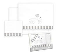 Interbaby - Parure de lit bébé en Coton - Voiture/couffin/nacelle - Couple éléphant - Ensemble 3 pièces, Drap-Housse + Drap Plat + taie d'oreiller