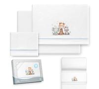 Interbaby Parure de lit d'hiver pour Berceau 50 x 80 cm, Motif Girafe éléphant, Comprenant Drap Housse, Drap Plat et taie d'oreiller