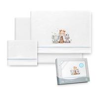 Interbaby Parure de lit d'hiver pour Poussette 40 x 80 cm, Motif Girafe éléphant, avec Drap-Housse, Drap Plat et taie d'oreiller