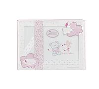 Interbaby Parure de lit en coralina pour mini-berceau"Baby Love" blanc et rose