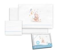 Interbaby Parure de lit en Flanelle pour Poussette 40 x 80 cm, avec Drap Housse, Drap Plat et taie d'oreiller Motif éléphant