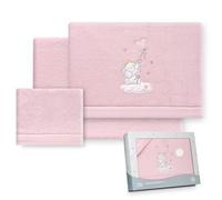 Interbaby - Parure de lit pour Poussette 40 x 80 cm, pour bébé - Draps d'hiver en Tissu Corail - Modèle éléphant Ballon cœur - Comprend Un Drap-Housse, Un Drap Plat et Une taie d'oreiller