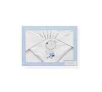 Interbaby Parure Lit Bébé 70 x 140 cm Drap 166 x 112 cm + Drap Dessous 140 x 80 x 14 cm + Coussin 72 x 30 cm Coton Modèle Nature B/Bleu