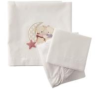 Interbaby Parure pour Berceau 3 Pièces Drap 106 x 82 cm + Drap Dessous 85 x 55 x 9 cm + Coussin 50 x 30 cm Coton Modèle Osito Amoroso B/Rose