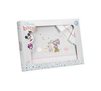 Interbaby Parure pour Lit de Bébe Grand Disney Minnie Mouse Blanc/Rose