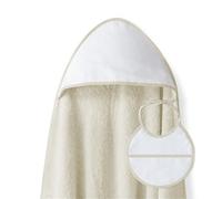 Interbaby Poncho de Bain pour bébé - 1 x 1 m - Peignoir à Capuche - Punto DE Cruz LISO - Beige et Bavoir pour Nouveau-né - 100% Coton