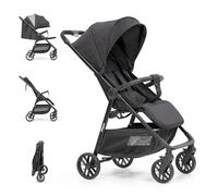 Interbaby Poussette Canne Légère Bébé jusqu’à 22 kg, Poussette Compacte Pliage Automatique Une Main, Cabine Avion, Dossier Inclinable, Capote XXL, Suspension 4 Roues, Poussette Noir