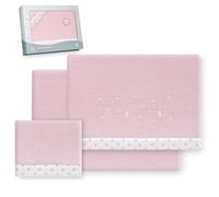 Interbaby Underzy Parure de lit 100% Polyester avec Drap-Housse, Drap Plat et taie d'oreiller Motif Lune Rose 60 x 120 cm