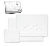 Interbaby Underzy Parure de lit en Flanelle Chaude et Douce avec Drap-Housse, Drap Plat et taie d'oreiller Motif étoiles de Lune Blanc/Gris 60 x 120 cm