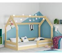 Interbeds Lit Cabane lit Enfant au Sol 160x80 en Bois Naturel (Bois)