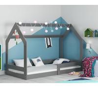 Interbeds Lit Cabane lit Enfant au Sol 160x80 en Bois Naturel (Gris)