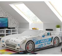 Interbeds Lit Enfant Simple Forme de Voiture avec sommier à Lattes 160x80 (Argent)