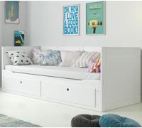 Interbeds Lit gigogne-Lit Banquette- Hermes- 80 x 160/200 cm Sommier-2 Places- Tirois-sans Matelas (Blanc)
