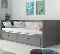 Interbeds Lit gigogne-Lit Banquette- Hermes- 80 x 160/200 cm Sommier-2 Places- Tirois-sans Matelas (Gris)