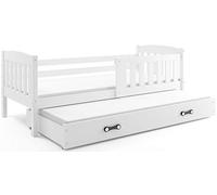 Interbeds Lit gigogne QUBA 190x90 avec sommiers et Matelas en Blanc, Gris ou PIN Naturel (190x90 / 180x80, Blanc+Blanc)