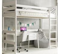 Interbeds Lit mezzanine, en bois, pour enfant, 200 x 90 cm, avec sommier à lattes, sans matelas, blanc, 200 x 90 cm