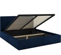 Interbeds Lit rembourré Double avec Coffre sommier Cadre de lit tapissé (Bleu, 140x200)