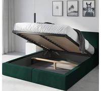 Interbeds Lit rembourré Double avec Coffre sommier Cadre de lit tapissé (Vert, 160x200)