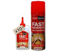 Interbond Lot de 10 tubes de colle instantanée extra forte 100 g avec activateur de colle en spray 400 ml pour réparations professionnelles - Idéal pour les matériaux tels que le plastique, le métal