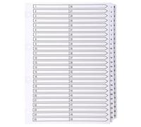 Intercalaire A4 carte blanc Exacompta 50 onglets numériques - 1 jeu