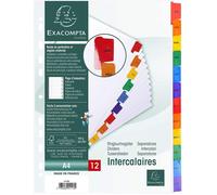 Exacompta Intercalaires mensuels imprimés Carte Blanche 160 g 12 positions A4 Blanc