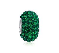 Intercalaire Cristal Vert Forêt Solide Cœur En Argent Sterling .925 Convient Au Bracelet Charme Européen Pour Femmes Pour Adolescente